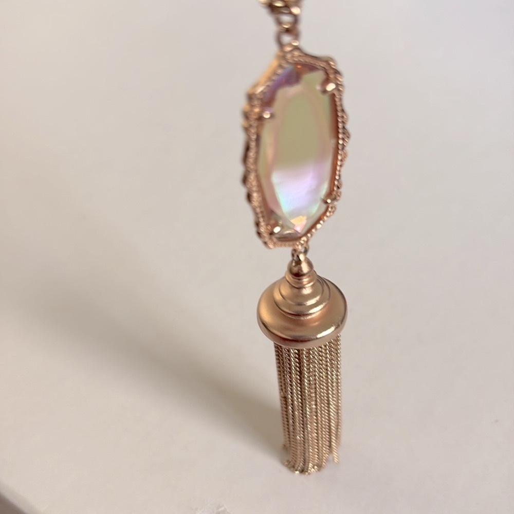 EUC [Kendra Scott] Everly Gold-Tone Iridescent Long Pendant Tassel Necklace - Picture 13 of 14